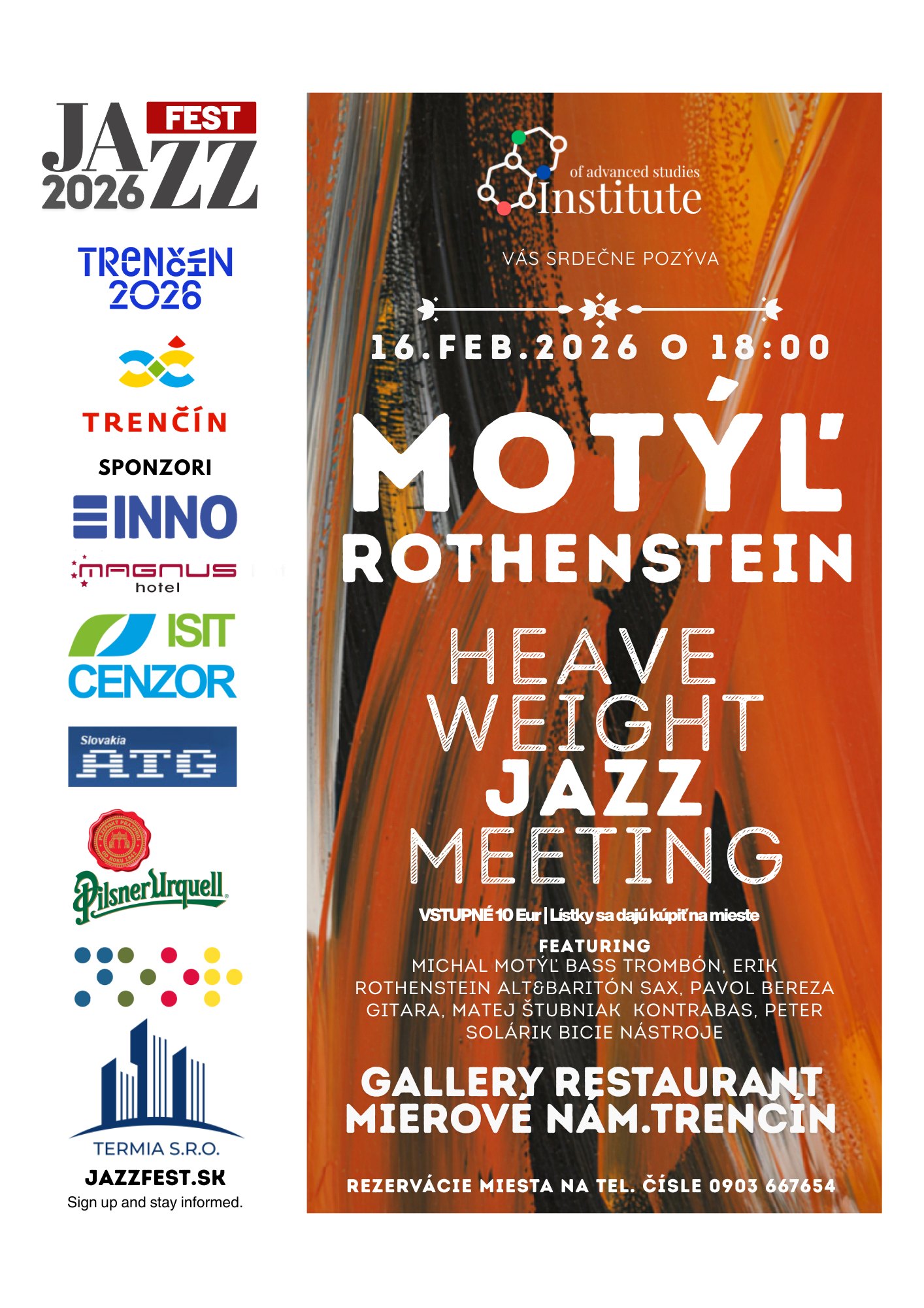JazzFest 2026 - Koncert Motýľ & Rothenstein / 16.2.2025 o 18:00 — JazzFest Trenčín